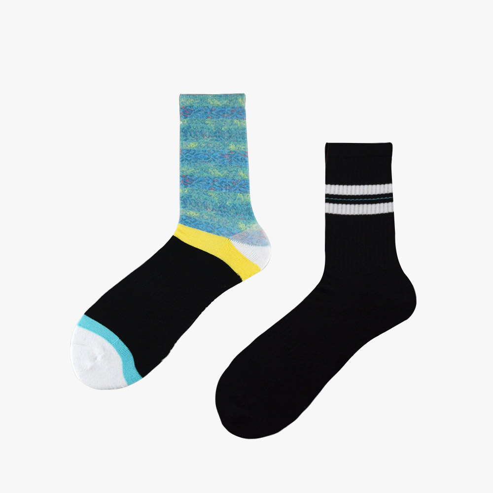 Men's Printed Athletic Half Cushion Crew Socks-2 pares