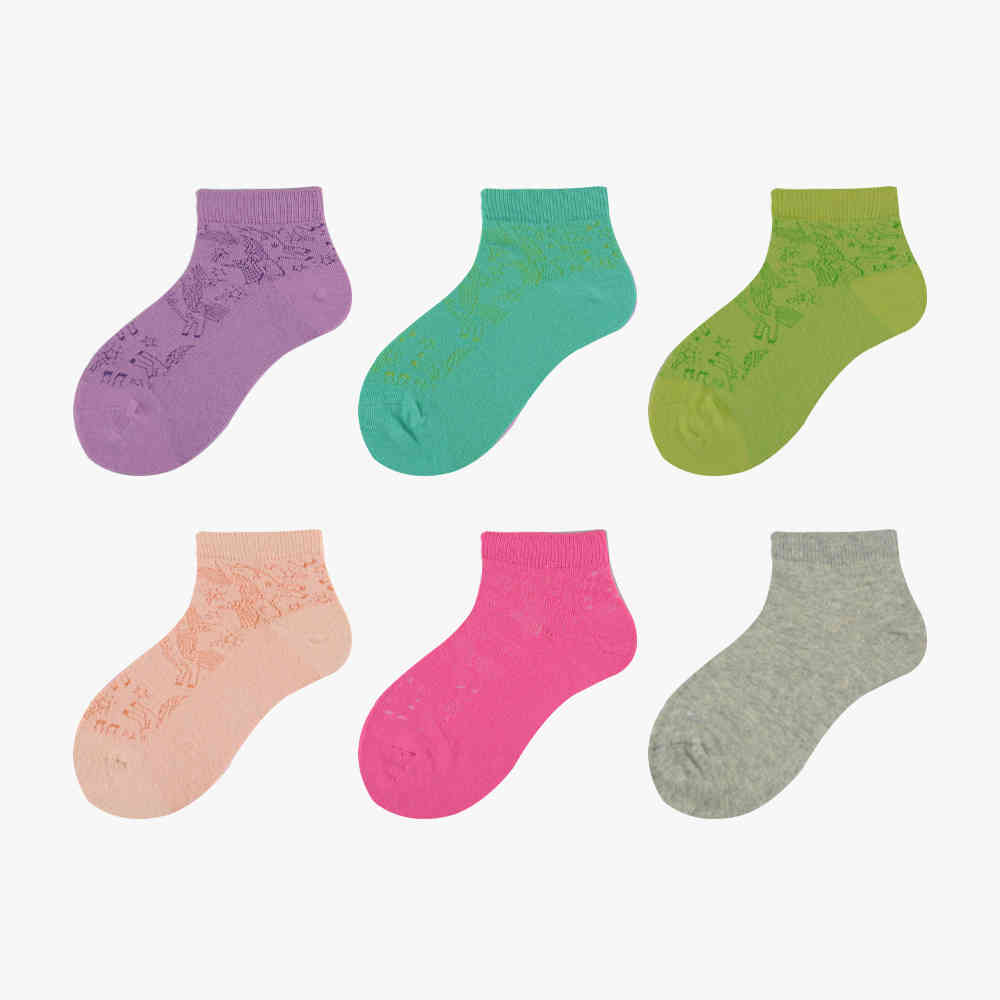 Разноцветные хлопковые низкие носки для девочек, 6 шт.